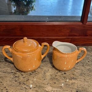 Noritake Peach Lustre  Ceramic Sugar Bowl and Creamer Set